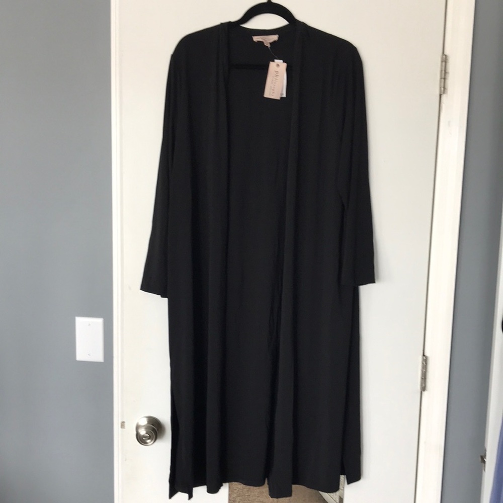 Philosophy long polyester/ spandex cardigan.